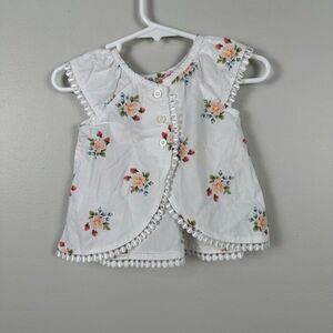 Janie and Jack Baby Girl Sleeveless Floral Top Wrap Shirt Size 6-12 Months
